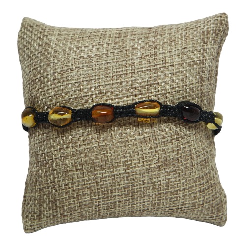 Pulsera De Ámbar De Colores Hilo Negro